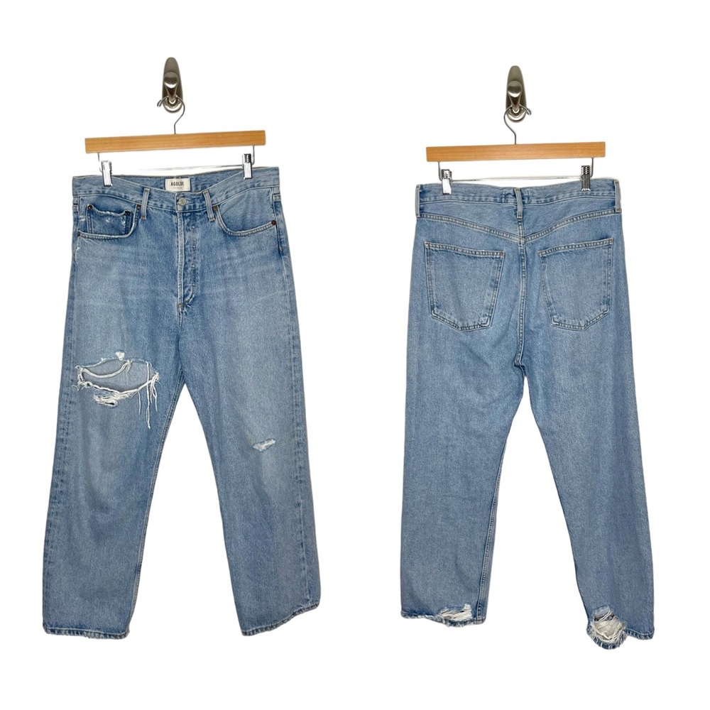 Agolde | 90’s Cropped Jeans in Echo Light Denim Distressed
